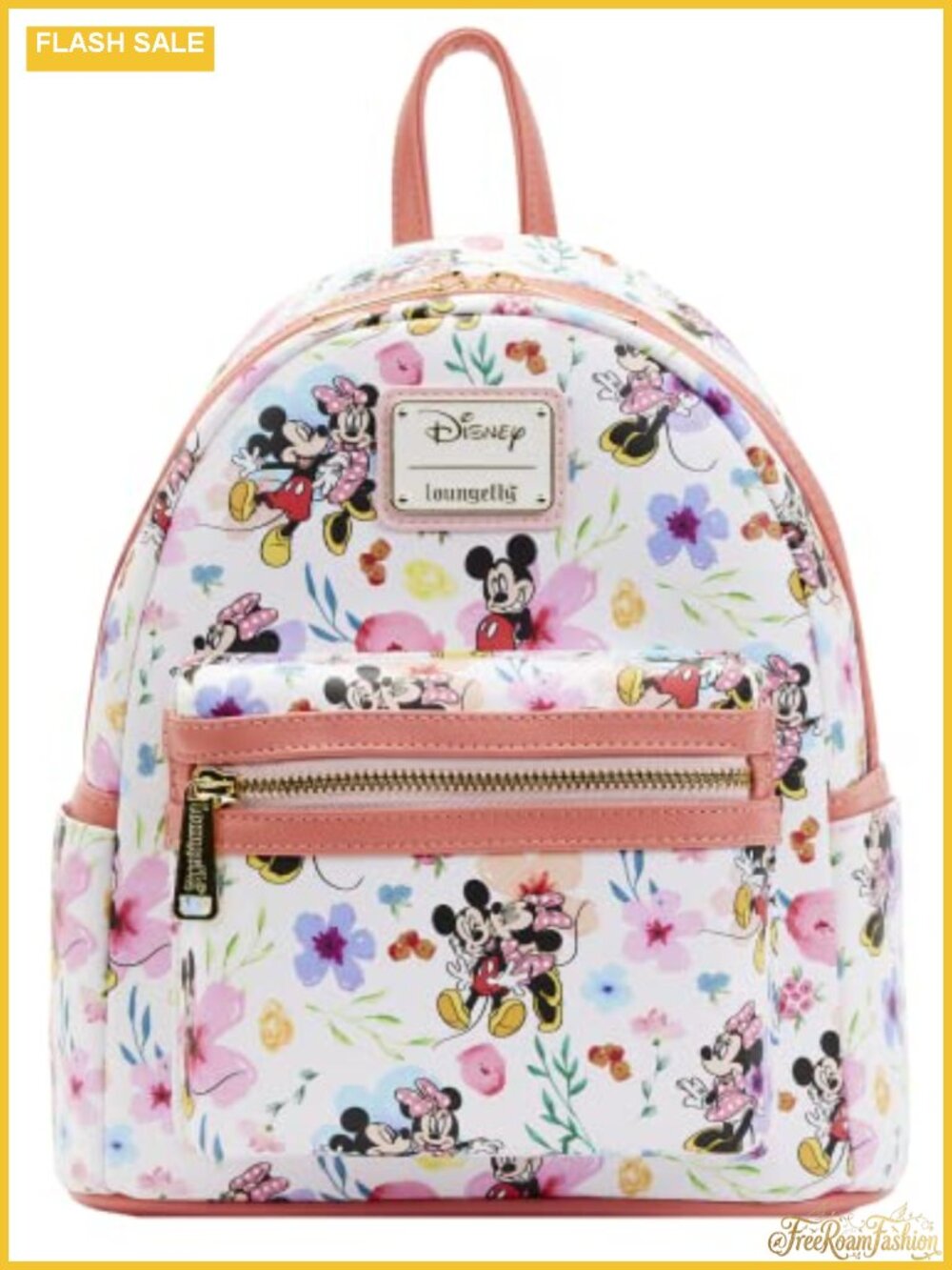 Loungefly Disney Floral Mini Backpack Faux Leather with Gold Hardware